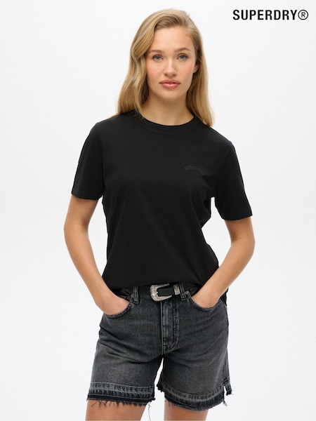 Superdry Black Essential Logo Embroidered T-Shirt (AN1071) | £18