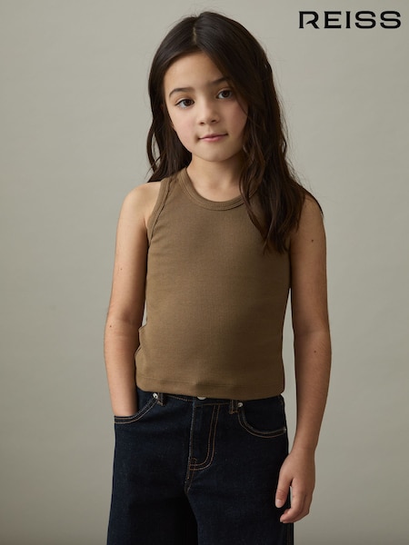 Reiss Khaki Violet 4-9 yrs Cotton Blend Ribbed Vest (AN1094) | £8