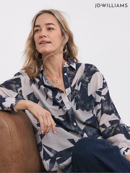 JD Williams Cream Pattern Extreme Oversized Voile Shirt (AN1110) | £30