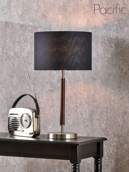 Pacific Black Wood Effect Table Lamp (AN1129) | £80
