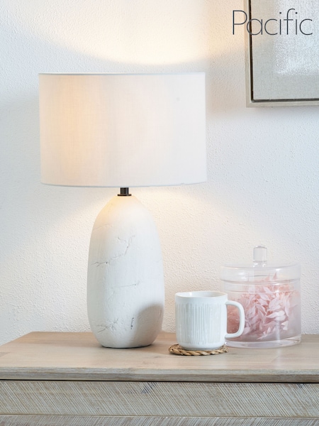 Pacific White Vintage Textured Ceramic Table Lamp (AN1142) | £70