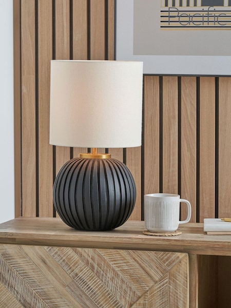 Pacific Black Textured Ball Table Lamp (AN1143) | £150
