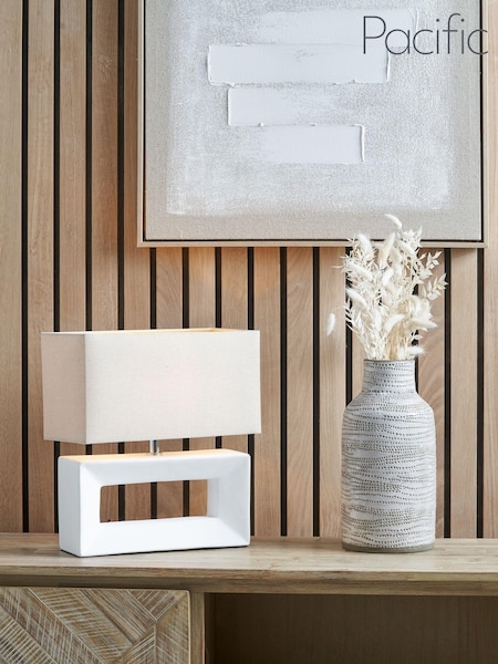 Pacific White Ceramic Rectangular Table Lamp (AN1147) | £50
