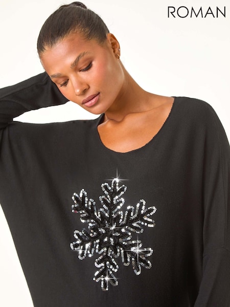 Roman Black Snowflake Knitted Top (AN1215) | £42