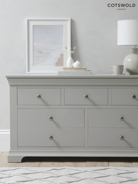 Cotswold Company Pebble Grey Chantilly 7 Drawer Wide Chest of Drawers (AN1234) | £560