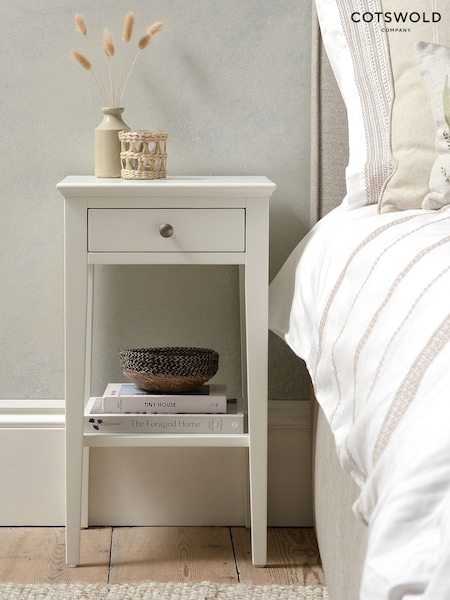 Cotswold Company Warm White Chantilly 1 Drawer Bedside Table (AN1235) | £130