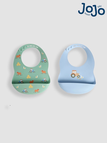 JoJo Maman Bébé 2-Pack Silicone Bibs Set (AN1321) | £14
