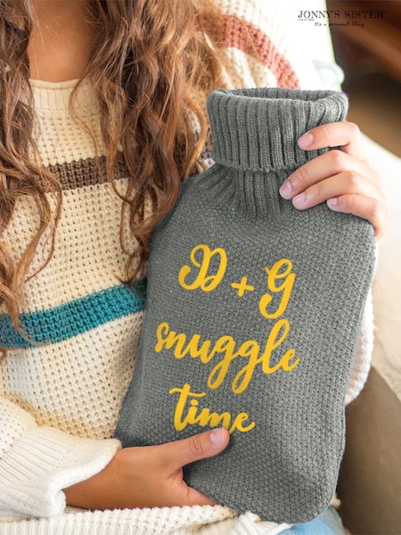 Personalised Grey Hot Water Bottle by Jonnys Sister (AN1329) | £32