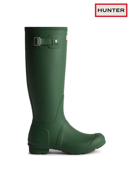 Hunter Green Original Tall Tartan Back Strap Wellington Boots (AN1337) | £130