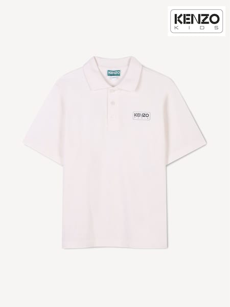 KENZO KIDS Small Logo Short Sleeve White Polo Shirt (AN1381) | £90 - £105