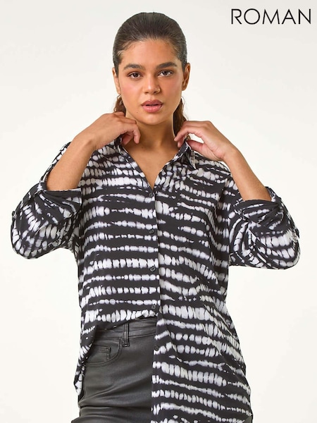 Roman Grey Drop Shoulder Tie Dye Blouse (AN1437) | £40