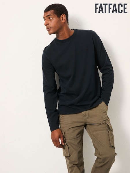 FatFace Arne Black Arne Long Sleeve Heavyweight Relaxed Fit Tshirt (AN1443) | £38
