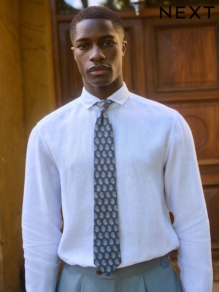 Neutral Paisley Tie With Tie Clip (AN1473) | £18