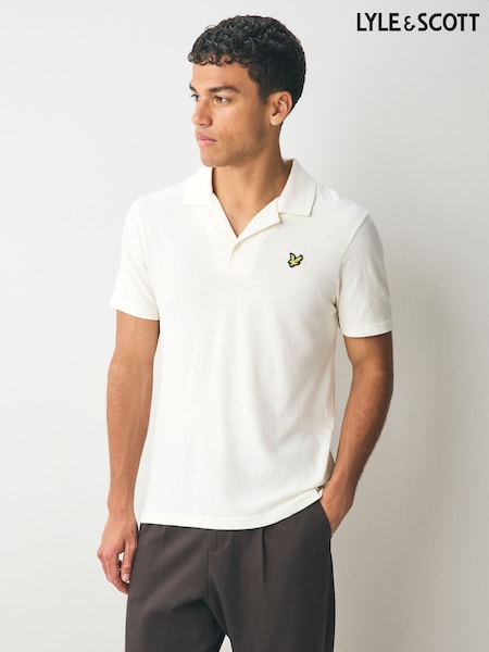 Lyle & Scott Natural Linen Revere Collar Polo Shirt (AN1496) | £65