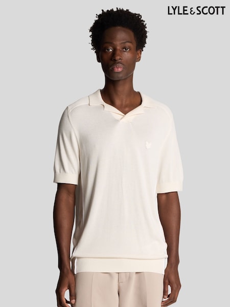 Lyle & Scott Natural Seam Tipped Knitted Polo Shirt (AN1510) | £90