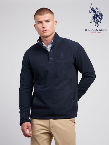 U.S. Polo Assn. Blue Mens Double Horsemen Polar Fleece Funnel Neck Sweatshirt (AN1597) | £75