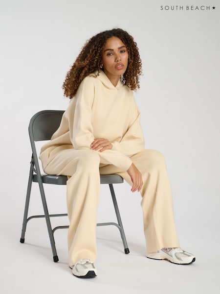 South Beach Cream Knit Rib Hem Hoodie (AN1633) | £55