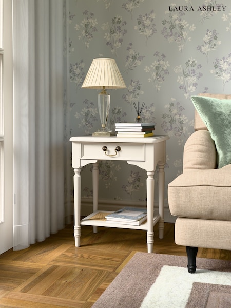 Laura Ashley Dove Grey Clifton 1 Drawer Side Table (AN1679) | £375