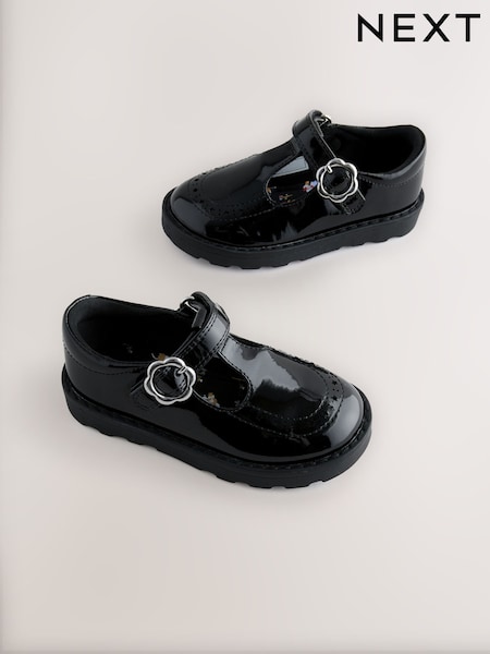 Black Patent T-Bar School Shoes (AN1680) | £18 - £24