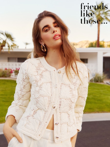 Friends Like These Cream Heavyweight Crochet Cardigan (AN1802) | £49