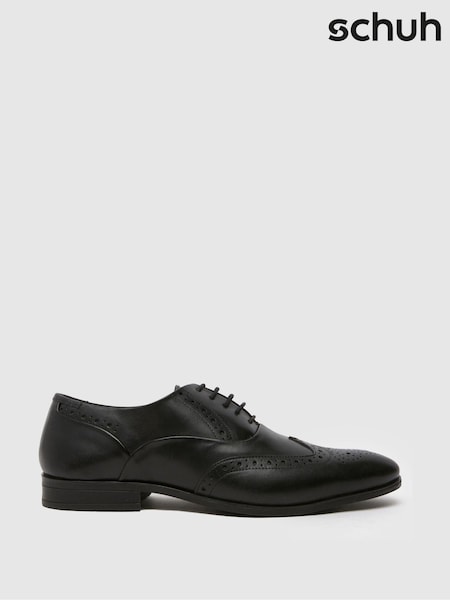 Schuh Row Leather Black Brogue Shoes (AN1818) | £50