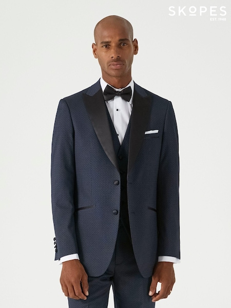 Skopes Blue Tailored Fit Cuba Geometric Dinner Suit Jacket (AN2002) | £115