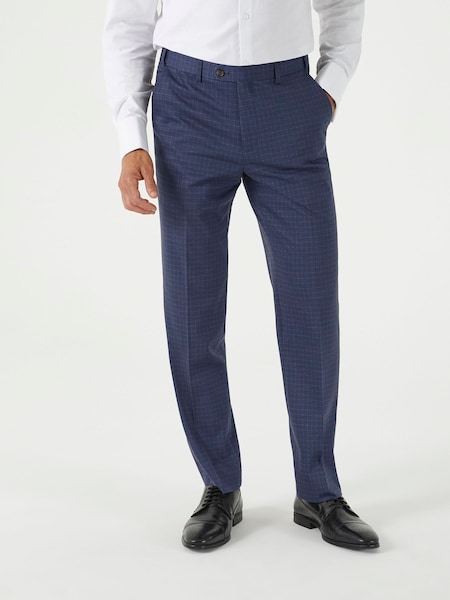 Skopes Blue Tailored Fit Ultimate Comfort Fenton Check Suit Trousers (AN2006) | £65