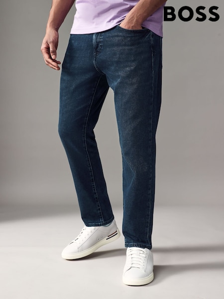 BOSS Blue Dark Wash Straight Stretch Denim Jeans (AN2131) | £119