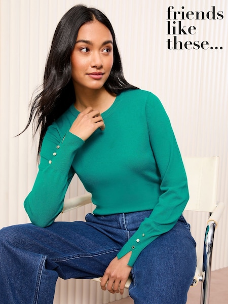 Friends Like These Teal Green Long Sleeve Crew Neck Jumper (AN2160) | £27