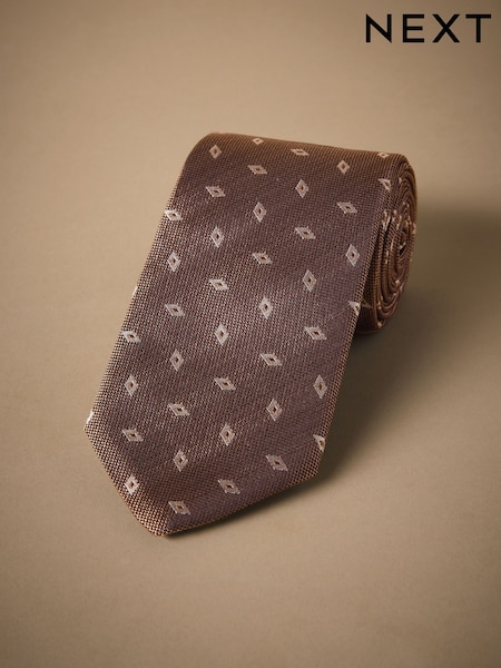 Neutral Italian Silk Design Tie (AN2162) | £35