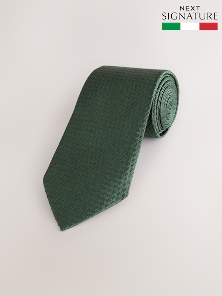 Green Signature Italian Silk Textured Tie (AN2165) | £35