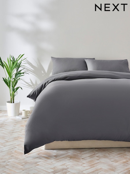 Charcoal Grey Non Iron Simply Soft Microfibre Duvet Cover and Pillowcase Set (AN2206) | £10 - £25