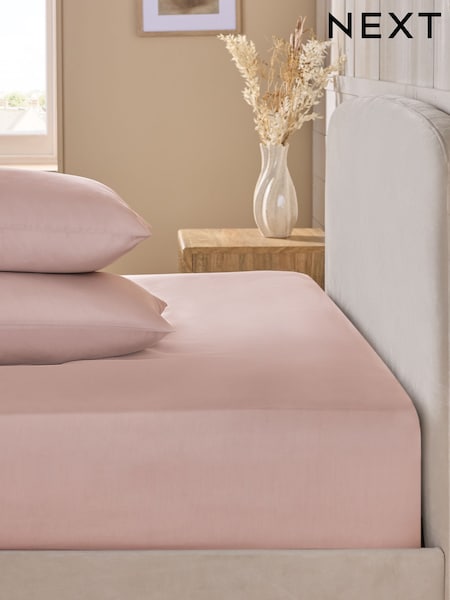 Blush Pink Cotton Rich Fitted Sheet (AN2219) | £10 - £16