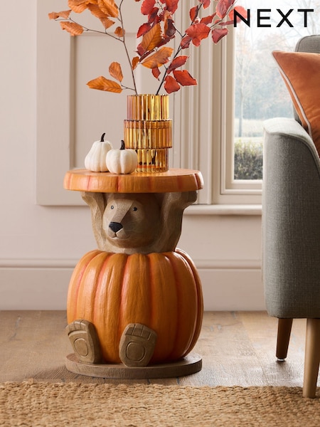 Orange Bertie Bear Pumpkin Shaped Side Table (AN2232) | £125