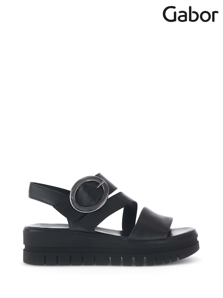 Gabor Amarillo Black Leather Sandals (AN2271) | £95