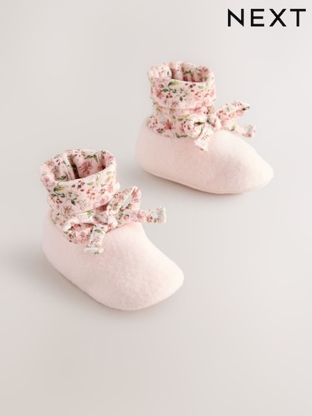 Pink Baby Tie Floral Print Boots (0-18mths) (AN2326) | £7
