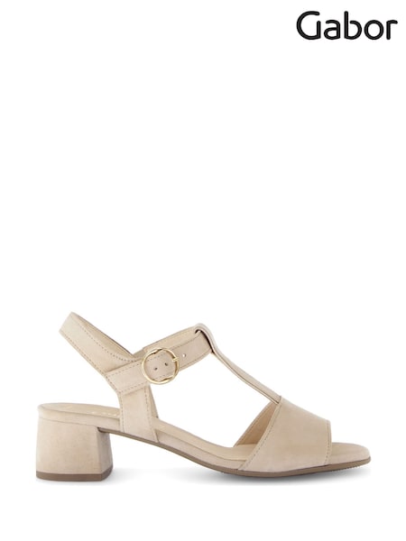 Gabor Mead Oak/Puder Suede White Sandals (AN2361) | £95