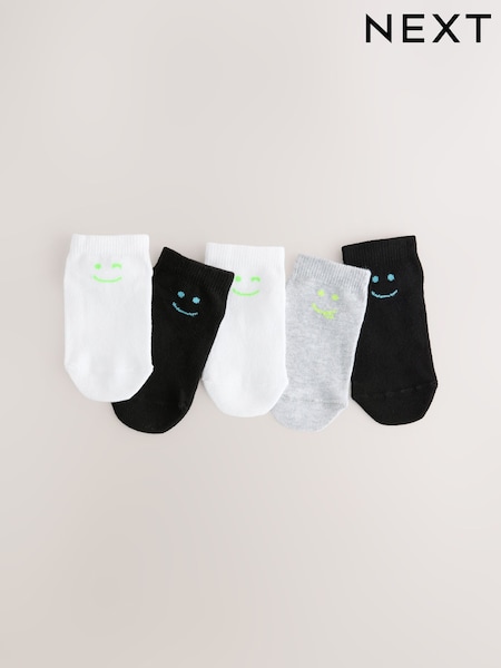 Black/White/Grey Happy Rich Trainers Socks 5 Pack (AN2471) | £6 - £8