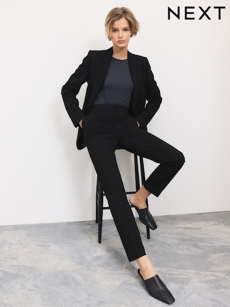 Black Slim Tailored Trousers with Wool (AN2517) | £32
