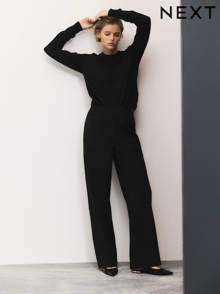 Black Tailored Wide Leg Trousers with Wool (AN2520) | £35