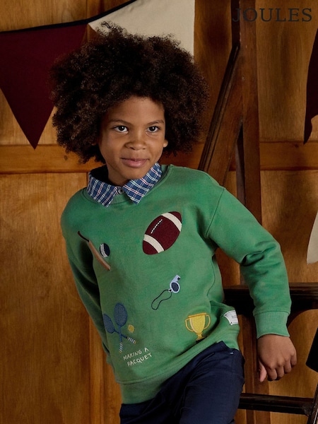 Joules Boys' Artwork Sweat Green Applique Sweatshirt (AN2563) | £24 - £27