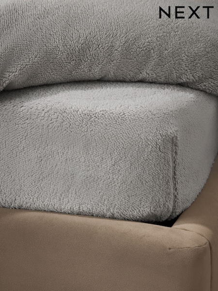 Silver Grey Teddy Fleece Extra Deep Fitted Deep Fitted Sheet (AN2569) | £20 - £35