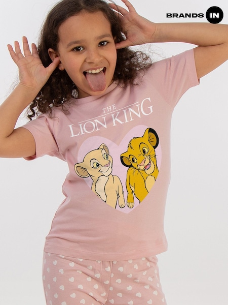 Brands In Pink 100% Cotton Disney Lion King Heart Girls Hearts Pyjamas (AN2573) | £22