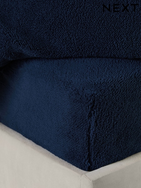 Navy Blue Teddy Fleece Deep Fitted Sheet (AN2574) | £15 - £30