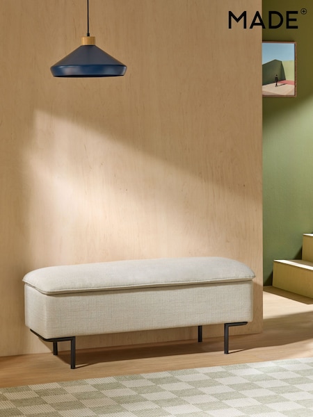 MADE.COM Natural Oat Textured Weave Harlow Storage Ottoman Bench (AN2595) | £349