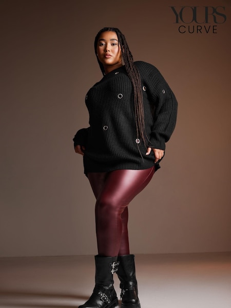 Yours Curve Red Coated Look Leggings (AN2622) | £24