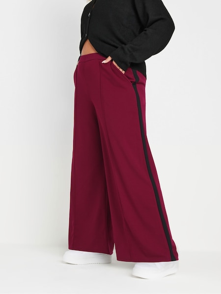Yours Curve Red Side Stripe Wide Leg Trousers (AN2635) | £29