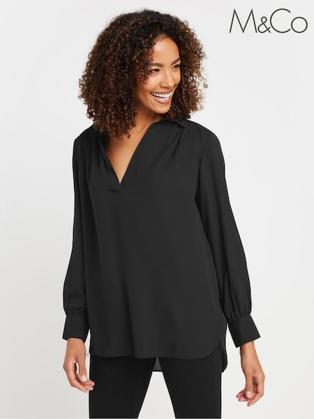 M&Co Black Notch Neck Shirt (AN2678) | £28