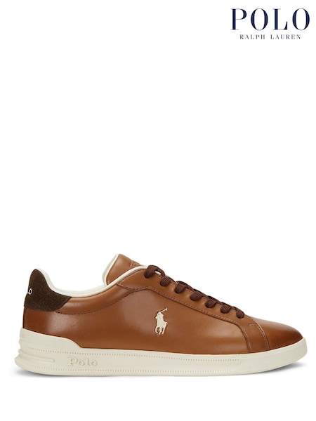 Polo Ralph Lauren Brown Heritage Court II Leather Trainers (AN2698) | £119