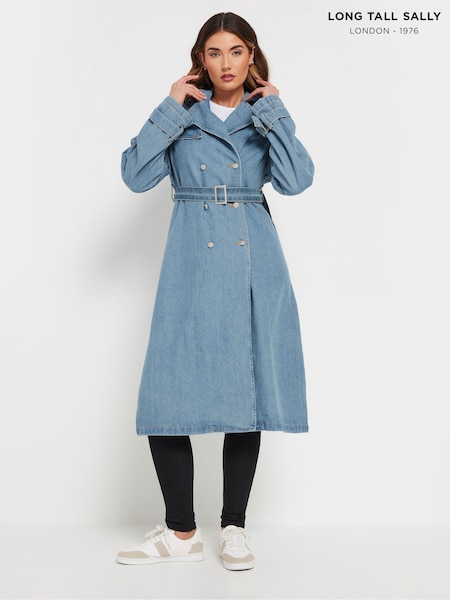 Long Tall Sally Blue Trench Coat (AN2711) | £74